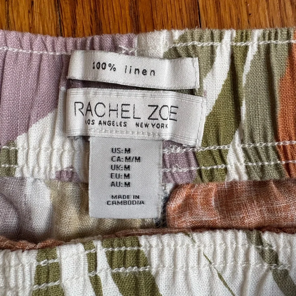 Rachel Zoe Orange and Green Floral Linen Pants Size Medium - Picture 3 of 4